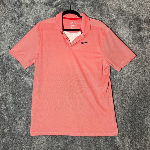 Nike Polo Shirt Mens Medium Dri-FIT Victory Textured Golf Pink AQ8601 Standard - Picture 1 of 8